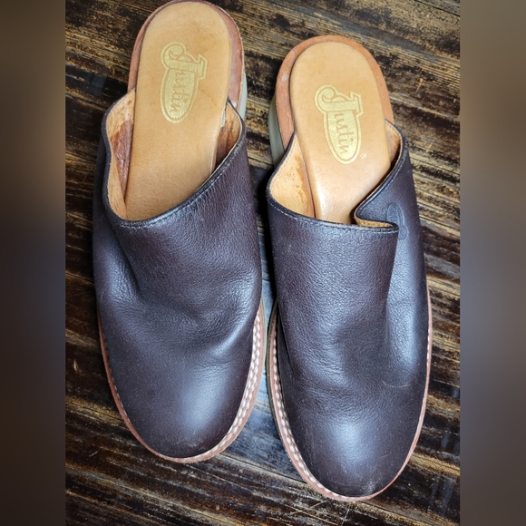 Vintage Shoes - justin vintage leather mules, 8